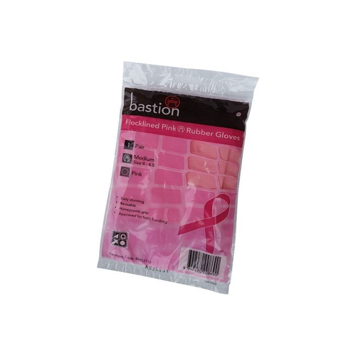 Flocklined Gloves | Pink Flocklined Rubber Gloves