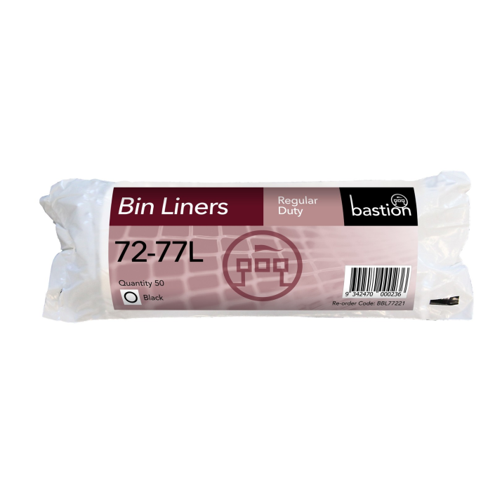 Bastion Pacific | 72-77L Rugular Duty Bin Liners - Black