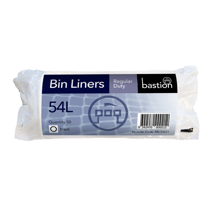 54L Regular Duty Bin Liners - Black