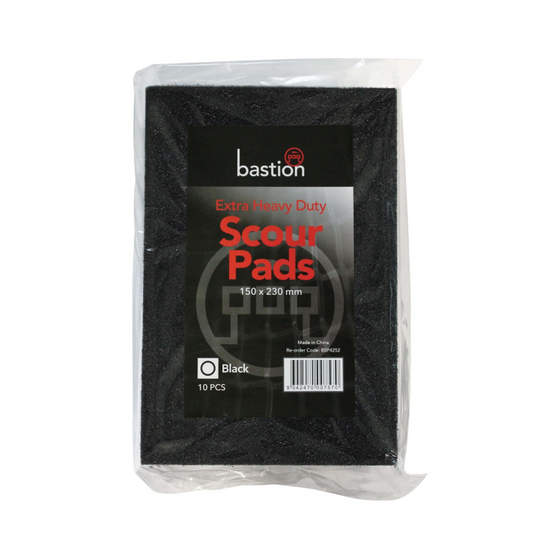 Bastion Pacific | Extra Heavy Duty Scour Pads - Black - 150mm x 230mm x 10mm