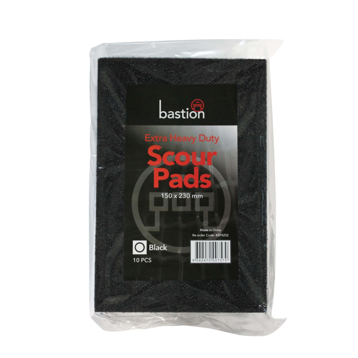 Bastion Pacific | Extra Heavy Duty Scour Pads - Black - 150mm x 230mm x 10mm