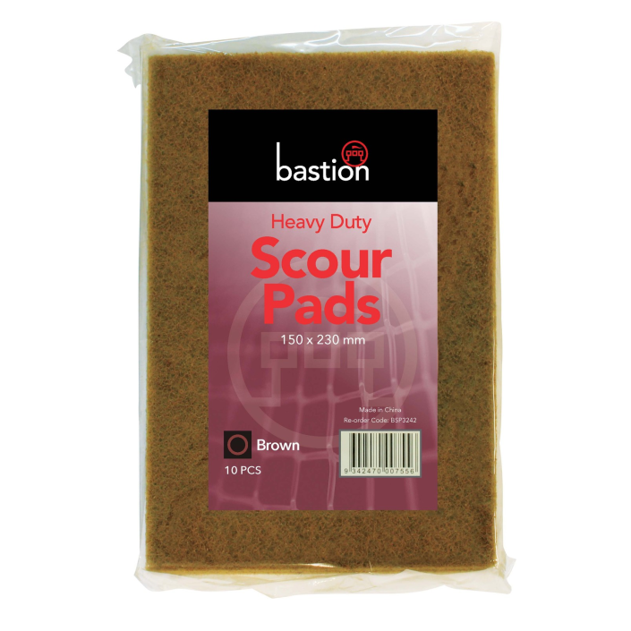 Bastion Pacific | Heavy Duty Scour Pads - Brown - 150mm x 230mm x 10mm