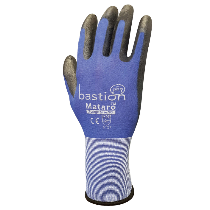 Mataro - Blue Nylon Gloves Black Polyurethane Coating