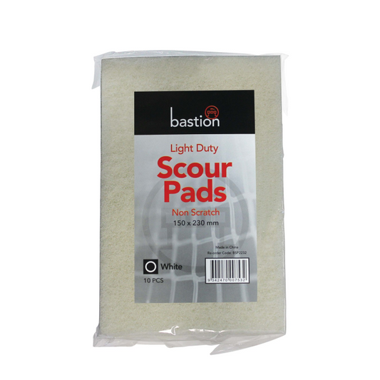 Bastion Pacific | Light Duty Scour Pads - White - 150mm x 230mm x 10mm