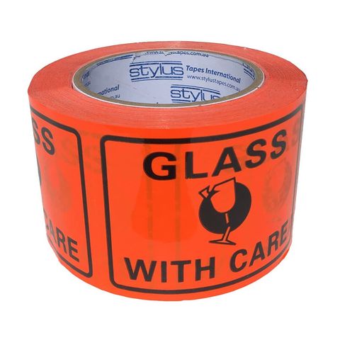 GLASS WITH CARE' LABELS ON A ROLL