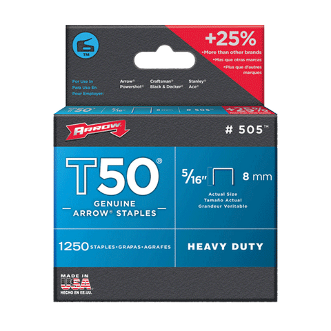 ARROW T50 STAPLES 8MM 5000/PK