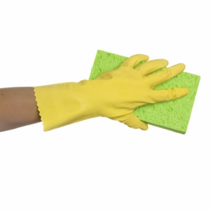 Flock Lined Yellow Rubber Gloves | Bastion Pacific