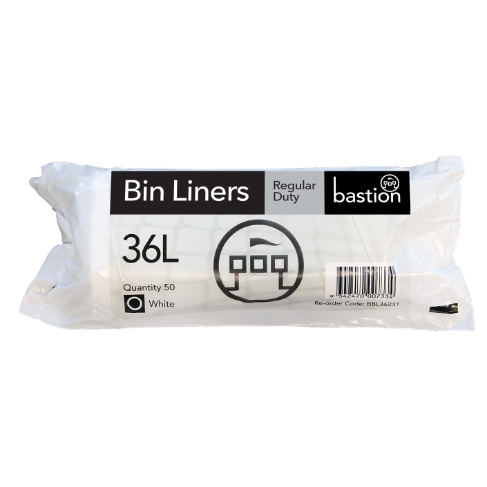 Bastion Pacific | 36L Regular Duty Bin Liners - White