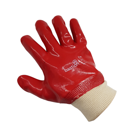 PVC Red Knitted Wrist Gloves 27CM Length | Buy Bulk Online