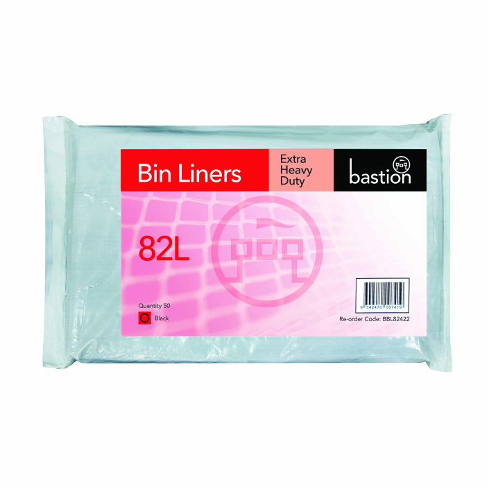 Bastion Pacific | 82L Extra Heavy Duty Bin Liners - Black